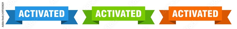 activated ribbon. activated isolated paper sign. banner activated ribbon. activated isolated paper sign. banner