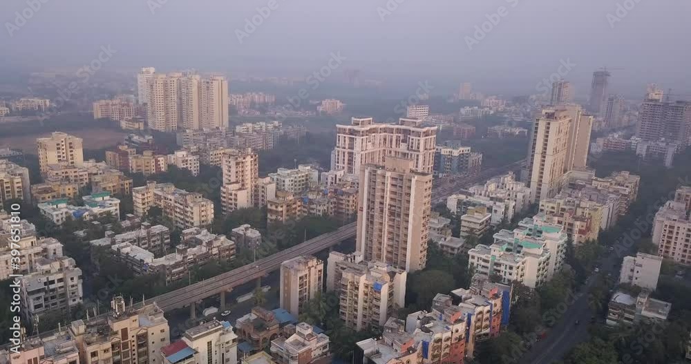 Misty quiet city of Mumbai, India -aerial Misty quiet city of Mumbai, India -aerial