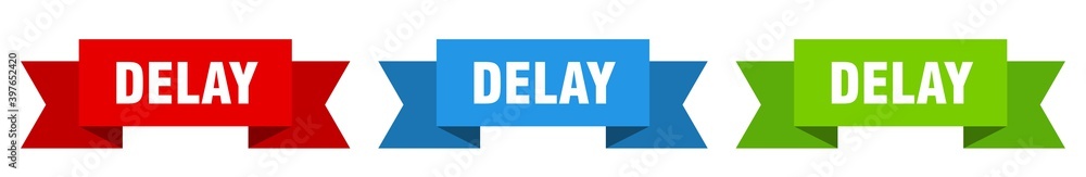delay ribbon. delay isolated paper sign. banner delay ribbon. delay isolated paper sign. banner