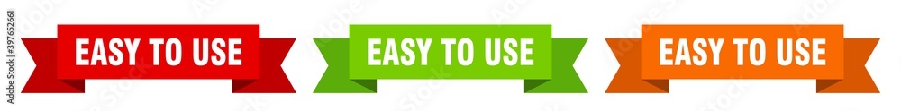 easy to use ribbon. easy to use isolated paper sign. banner easy to use ribbon. easy to use isolated paper sign. banner