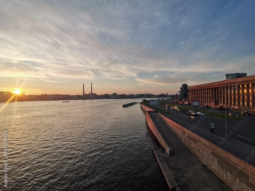 Fototapeta premium sunset over the river