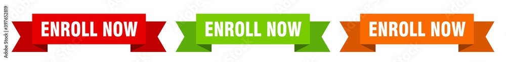 enroll now ribbon. enroll now isolated paper sign. banner enroll now ribbon. enroll now isolated paper sign. banner