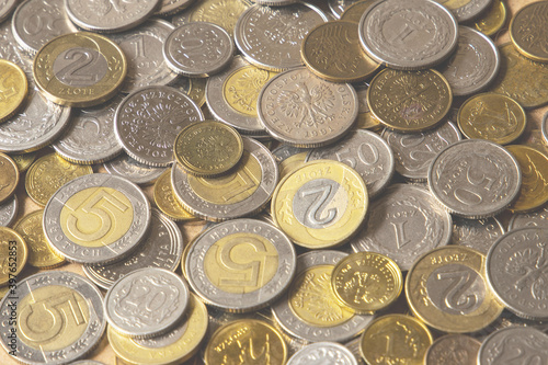 Polish money, coins. Polish zloty