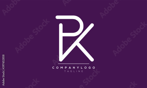 Alphabet letters Initials Monogram logo PK or KP,K and P