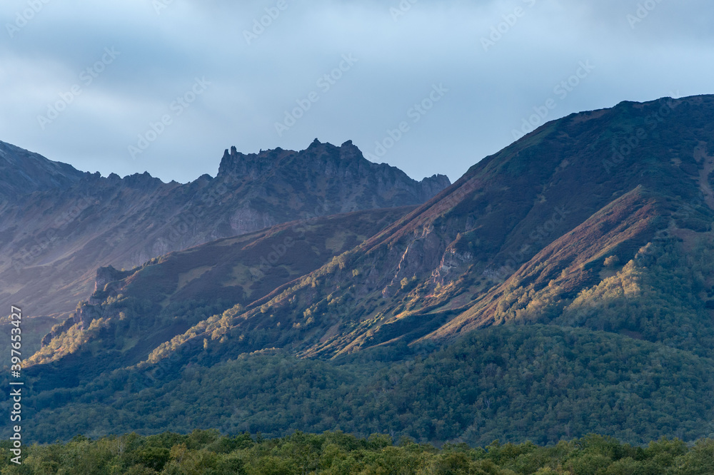 kamchatka sunset in the mountains