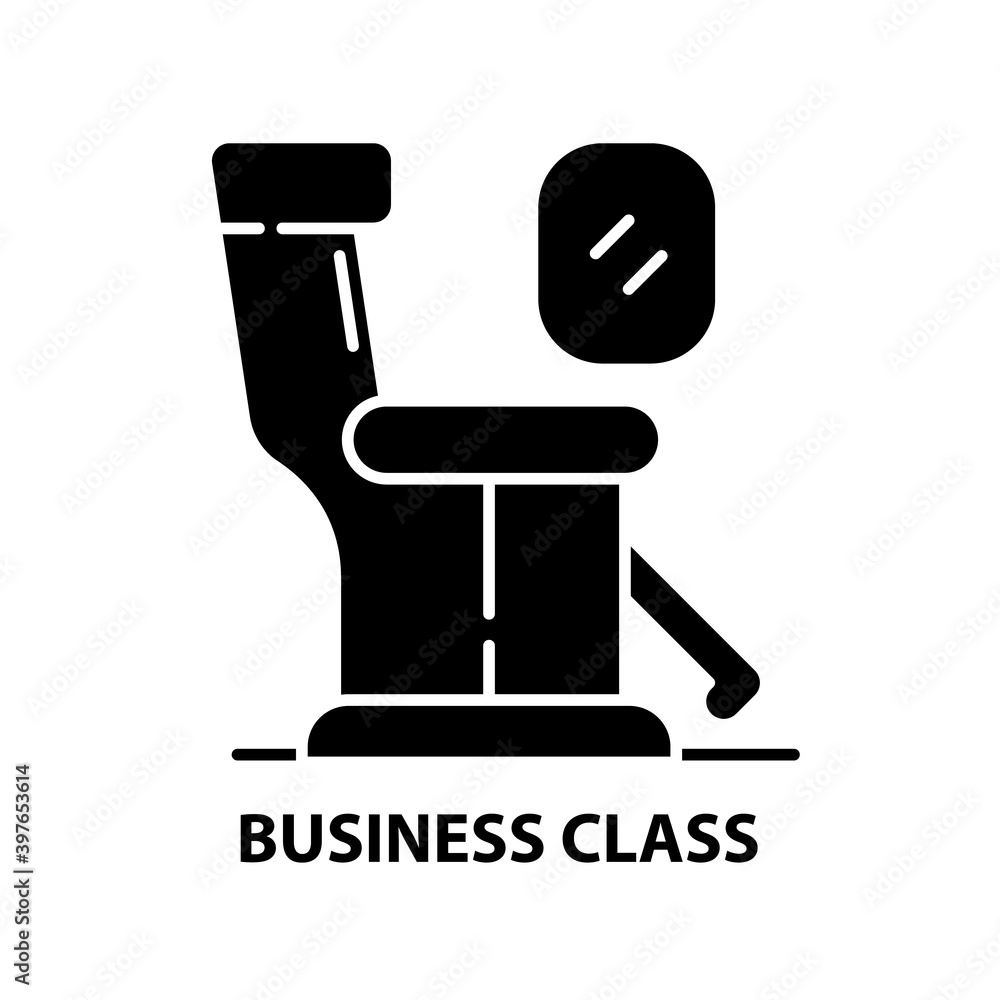 business class icon, black vector sign with editable strokes, concept illustration business class icon, black vector sign with editable strokes, concept illustration