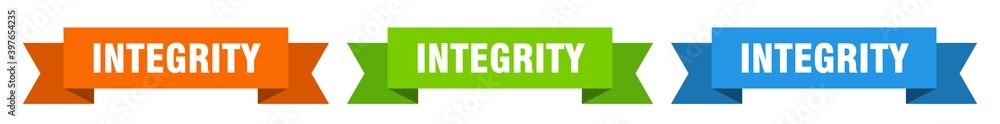 integrity ribbon. integrity isolated paper sign. banner integrity ribbon. integrity isolated paper sign. banner