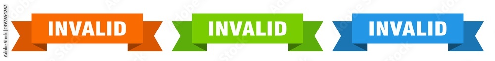 invalid ribbon. invalid isolated paper sign. banner invalid ribbon. invalid isolated paper sign. banner