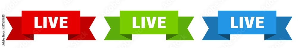 live ribbon. live isolated paper sign. banner live ribbon. live isolated paper sign. banner
