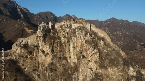 Aerial photography of the ancient Great Wall of China