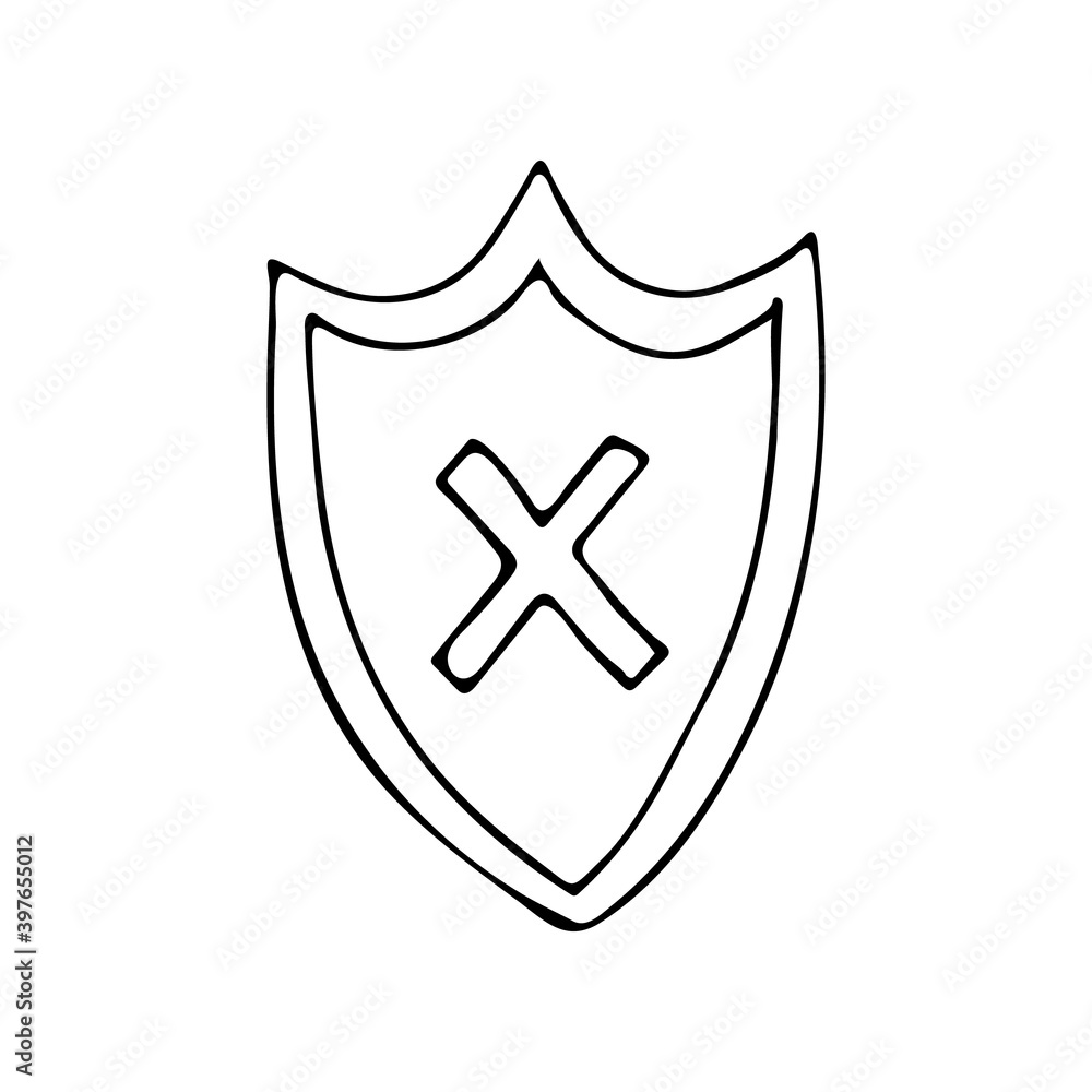 Doodle cyber security icon with shield. Hand drawn cyber security icon with shield. Doodle Internet protection icon Doodle cyber security icon with shield. Hand drawn cyber security icon with shield. Doodle Internet protection icon