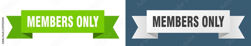 members only ribbon. members only isolated paper sign. banner members only ribbon. members only isolated paper sign. banner