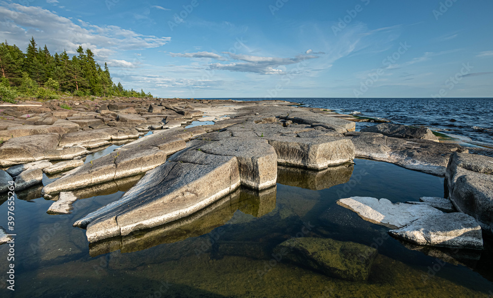 rocky shore of lake Ladoga
