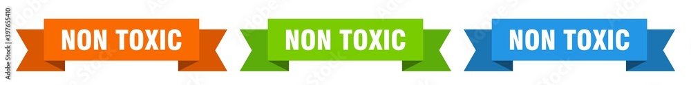 non toxic ribbon. non toxic isolated paper sign. banner non toxic ribbon. non toxic isolated paper sign. banner