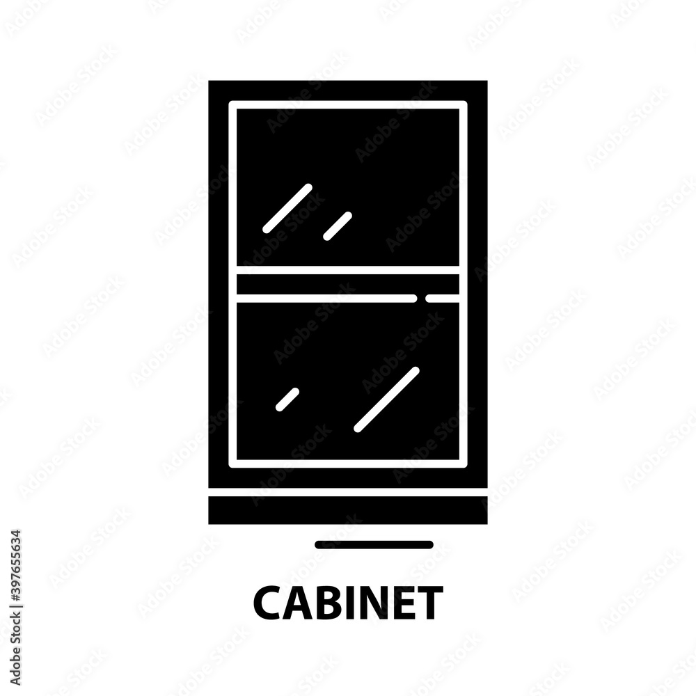cabinet icon, black vector sign with editable strokes, concept illustration cabinet icon, black vector sign with editable strokes, concept illustration
