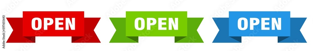 open ribbon. open isolated paper sign. banner open ribbon. open isolated paper sign. banner