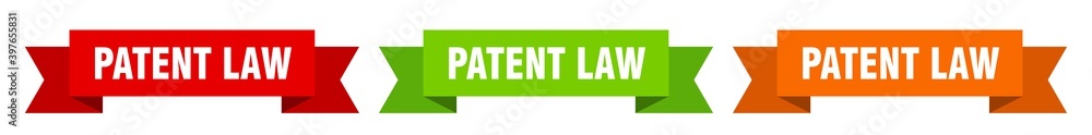 patent law ribbon. patent law isolated paper sign. banner patent law ribbon. patent law isolated paper sign. banner