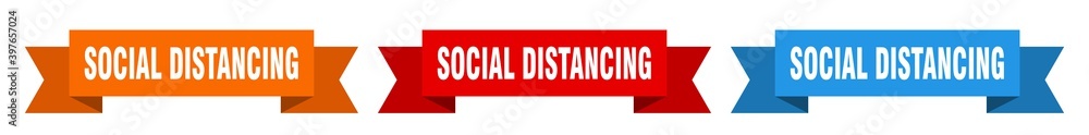 social distancing ribbon. social distancing isolated paper sign. banner social distancing ribbon. social distancing isolated paper sign. banner