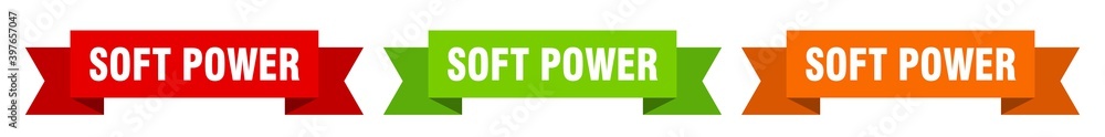 soft power ribbon. soft power isolated paper sign. banner soft power ribbon. soft power isolated paper sign. banner
