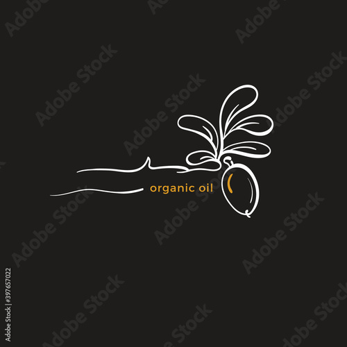 Argan plant logo. Vector simple label Organic oil