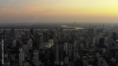 Wallpaper Mural Bangkok Sunset Drone River Buildings Landscape Torontodigital.ca