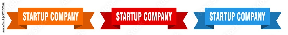 startup company ribbon. startup company isolated paper sign. banner startup company ribbon. startup company isolated paper sign. banner