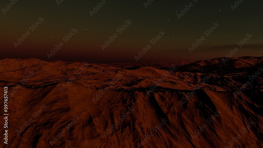alien planet landscape, science fiction illustration, view from a beautiful planet, beautiful space background