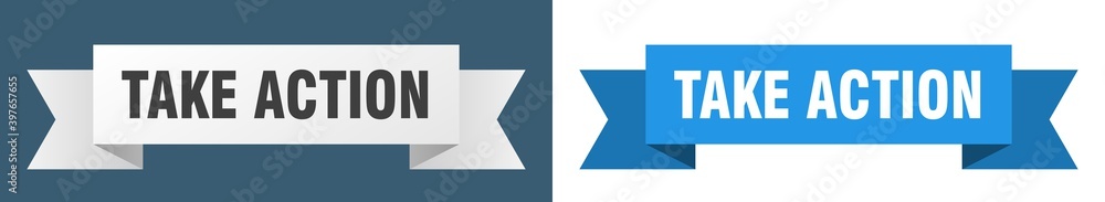 take action ribbon. take action isolated paper sign. banner take action ribbon. take action isolated paper sign. banner