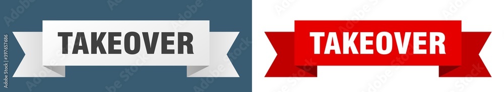 takeover ribbon. takeover isolated paper sign. banner takeover ribbon. takeover isolated paper sign. banner