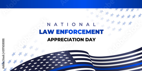 National Law Enforcement Appreciation Day. Vector banner, poster, card for social media with the text National Law Enforcement Appreciation Day. January, 9.