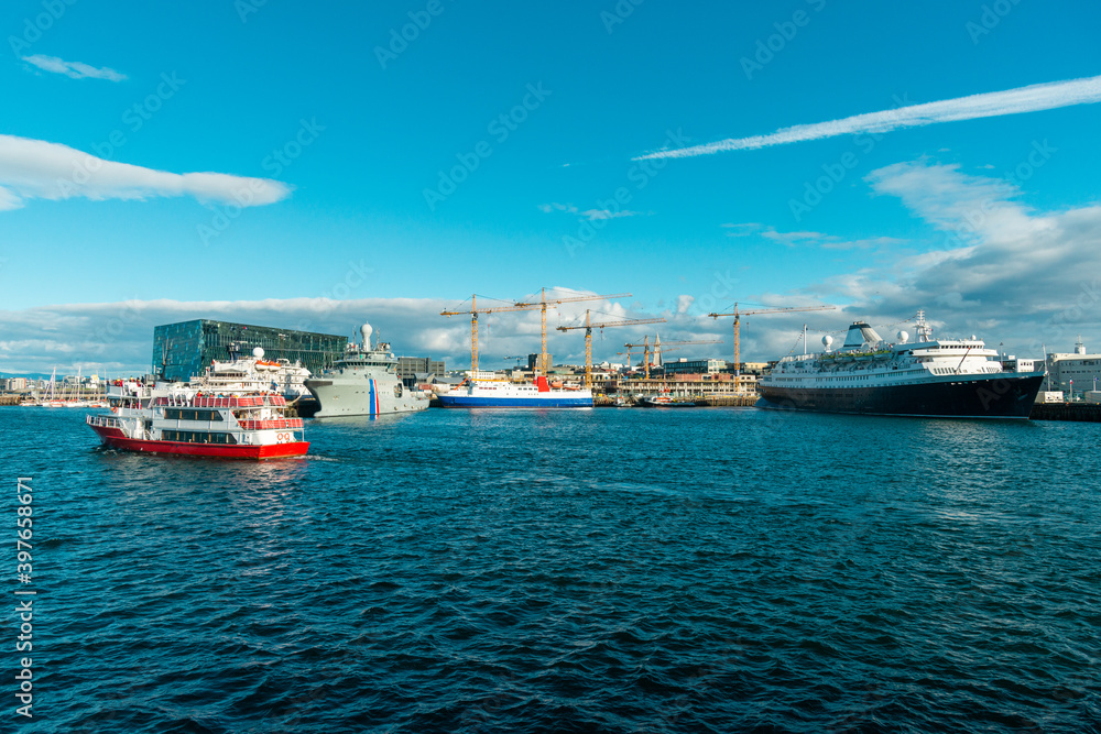 Harbor of Reykjavik in august