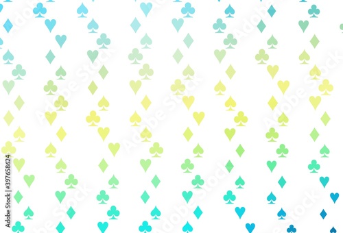 Light Blue  Yellow vector background with cards signs.