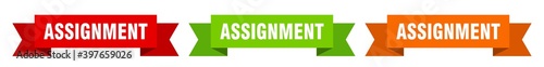 assignment ribbon. assignment isolated paper sign. banner