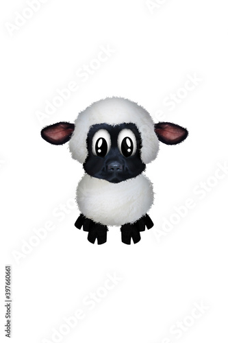White lamb illustration with blank space