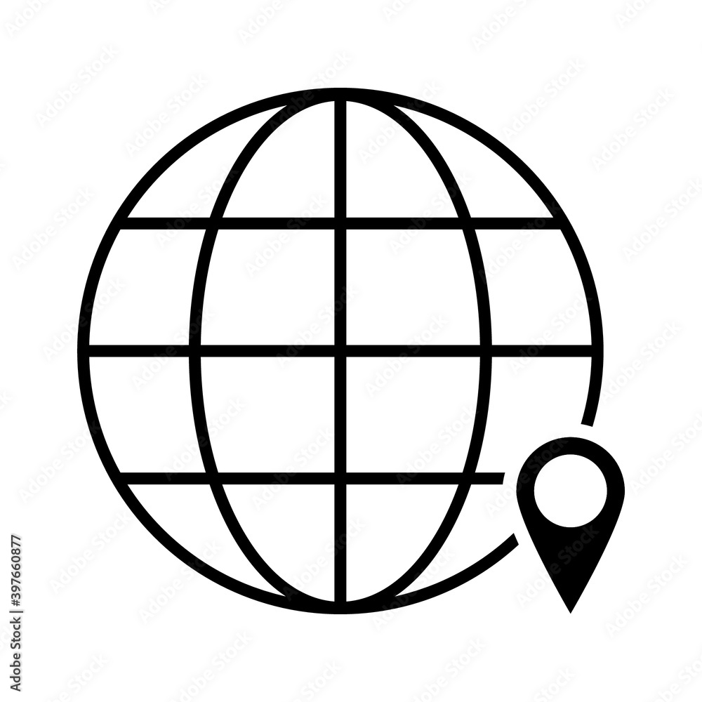 Globe icon flat style - web symbol icon editable vector illustration isolated Globe icon flat style - web symbol icon editable vector illustration isolated