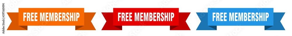 free membership ribbon. free membership isolated paper sign. banner free membership ribbon. free membership isolated paper sign. banner
