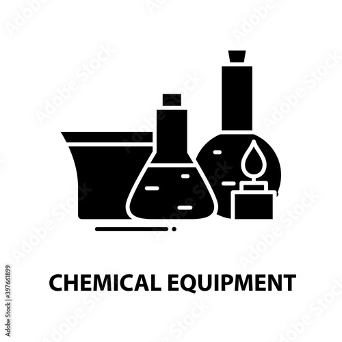 chemical equipment icon  black vector sign with editable strokes  concept illustration