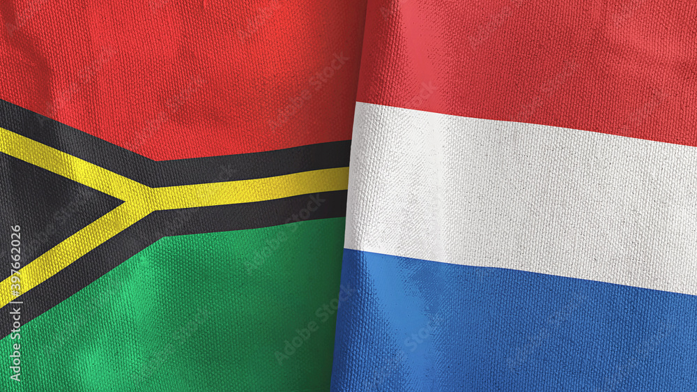Netherlands and Vanuatu two flags textile cloth 3D rendering