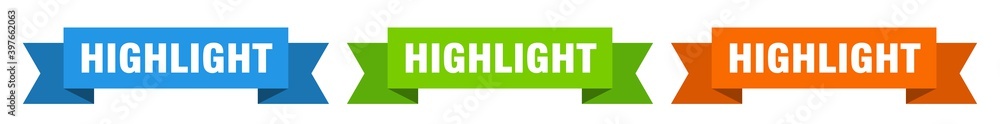 highlight ribbon. highlight isolated paper sign. banner highlight ribbon. highlight isolated paper sign. banner