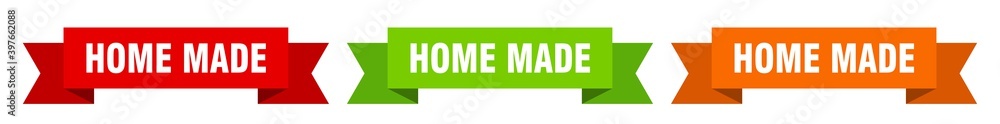 home made ribbon. home made isolated paper sign. banner home made ribbon. home made isolated paper sign. banner