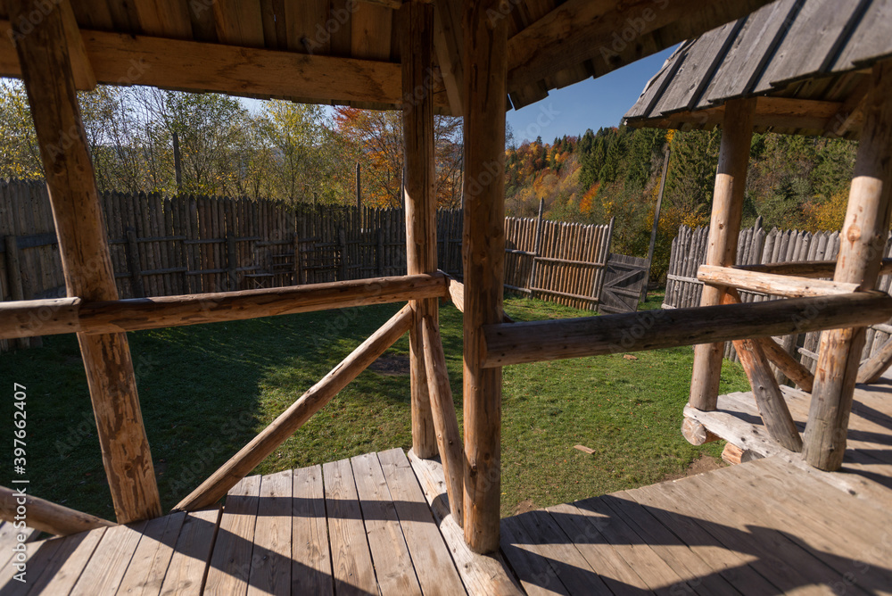 Medieval wooden fortress in Tustan Medieval wooden fortress in Tustan