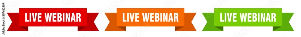 live webinar ribbon. live webinar isolated paper sign. banner live webinar ribbon. live webinar isolated paper sign. banner