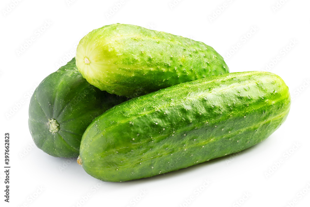 Ripe cucumbers isolated on white background Ripe cucumbers isolated on white background