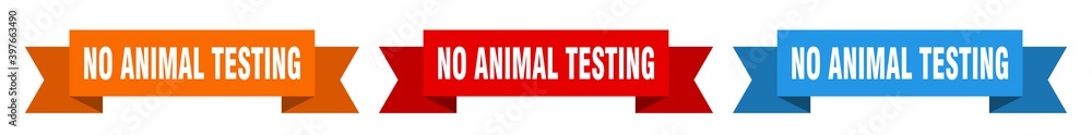 no animal testing ribbon. no animal testing isolated paper sign. banner no animal testing ribbon. no animal testing isolated paper sign. banner