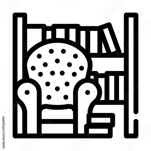 armchair library room furniture line icon vector illustration