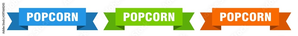 popcorn ribbon. popcorn isolated paper sign. banner popcorn ribbon. popcorn isolated paper sign. banner