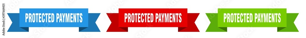 protected payments ribbon. protected payments isolated paper sign. banner protected payments ribbon. protected payments isolated paper sign. banner