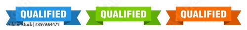 qualified ribbon. qualified isolated paper sign. banner