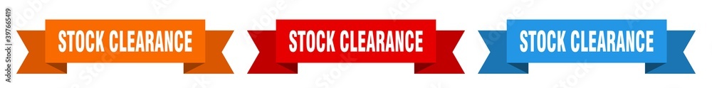 stock clearance ribbon. stock clearance isolated paper sign. banner stock clearance ribbon. stock clearance isolated paper sign. banner