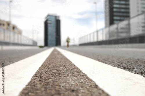 Wallpaper Mural Shallow depth of field (selective focus) image with details from the asphalt on an empty highway. Torontodigital.ca